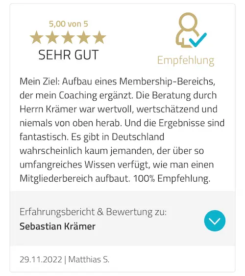 Sebastian Krämer Online Business aufbauen Kundenerfahrung